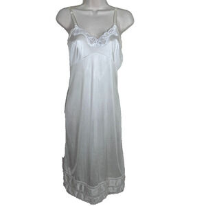 VTG Adonna For JCPenney Full Dress Slip white Lace "34” Sexy Nylon Nightgown